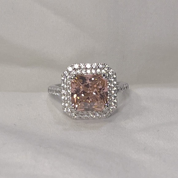 Jewelry - Charles Winston Square Pink and White CZ Ring in 925 Sterling Silver